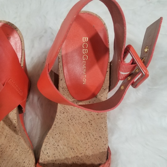 BCBGeneration orange wedges cork shoes. Size 8 - Picture 5 of 8